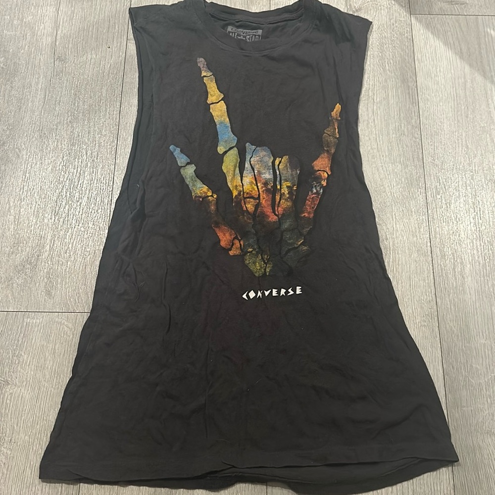 Converse women’s small graphic tank with a skull hand . Gently worn